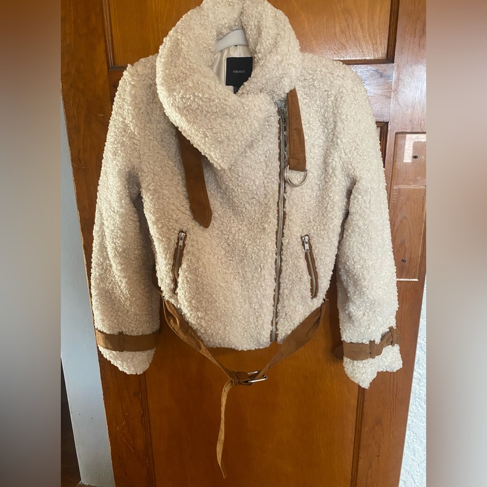 NWT Forever 21 Belted Faux Shearling Coat